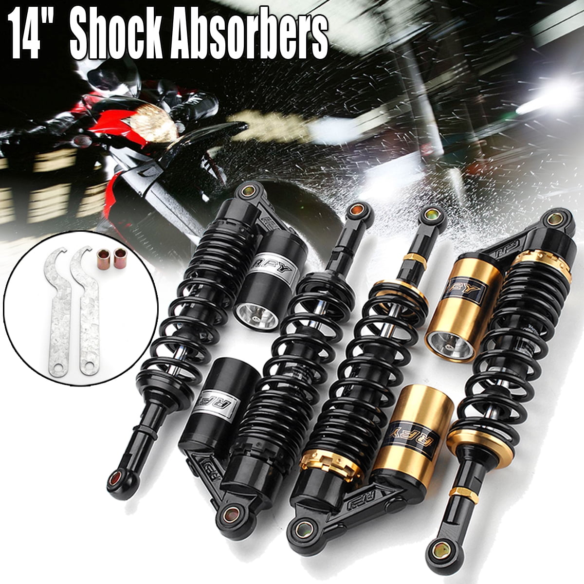 white 2 pieces Universal 360mm Spring 7mm Motorcycle Air Shock Absorber Rear Suspension ATV