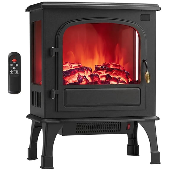 Casabay Electric Fireplace Heater with Remote Control, 26 Inch Indoor Fireplace with Adjustable Heat, 3D Flame Effect & Child Lock, Black