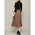 thumbnail image 3 of MBJ WB2383 Womens High Waist Polka Dot Pleated Skirt Midi Swing Skirt with Pockets M TAN_BLACK, 3 of 6