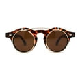 thumbnail image 3 of Super Normcore Cool Hipster Flip Up Keyhole Round Sunglasses Tortoise Brown, 3 of 4
