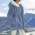 thumbnail image 2 of Fleece Jacket Women Plus Size Warm Winter Coats Fluffy Sherpa Hoodie Zip up Casual Color Block Faux Fur Cardigan Coat Shaggy Cardigan Sweater Outerwear, 2 of 5