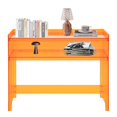 thumbnail image 5 of Modern Acrylic Desk, Small Entryway Table with Open Shelves, Orange Entry Table, 5 of 14