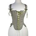 thumbnail image 2 of Kilaqueen Women Vintage Lace Up Boned Bustier Corset Top Shoulder Strap Medieval Bridal Plus Size Renaissance Floral Corset Top, 2 of 9