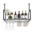thumbnail image 4 of 31.5in Wine Bottle Rack Industrial Wine Glass Rack Hanging Wine Rack with Glass Holder and Shelf Ceiling Mounted Cup Holder Black/Gold Wine Glass Rack 110 lbs, 4 of 25