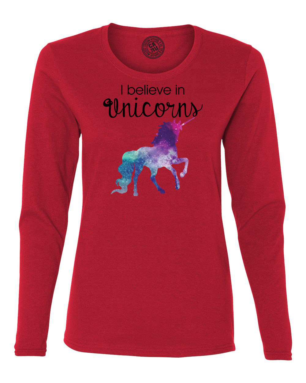 Unicorns Womens Long Sleeve T Shirt Red 