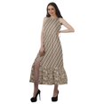 thumbnail image 3 of Moomaya Robe de Vacances pour Femmes en Rayonne, Col Licou, Sans Manches, Fente avant, Robe Imprimée, 3 of 4