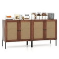 thumbnail image 1 of Giantex Buffet Bahut, Armoire de Rangement de Cuisine avec Portes Décorées en Rotin, Table Console d'Armoire (Noyer, 2), 1 of 6