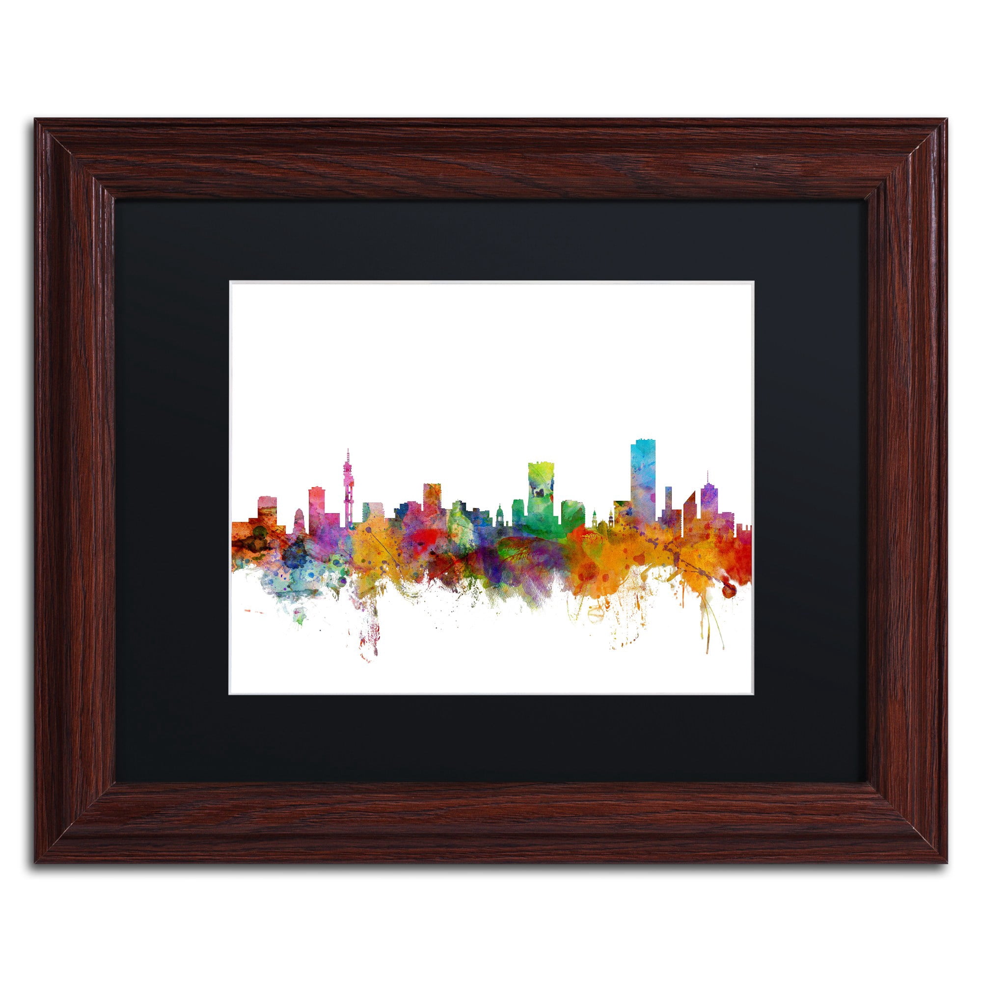 Trademark Fine Art "Pretoria South Africa Skyline" Canvas Art by Michael Tompsett Black Matte, Wood Frame