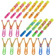 Rocket Slingshot Flying Copters with Led Lights - 10 Pcs Slingshot Copters Toy for Kids, Summer Outdoor Game LED Slingshot Toys