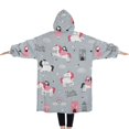 thumbnail image 2 of Oversized Wearable Blanket Hoodie,Unicorn Princess Castle Pattern Sherpa Blanket Hoodie with Super Pockets,Super Warm Fuzzy Pullover for Women & Men, 2 of 6