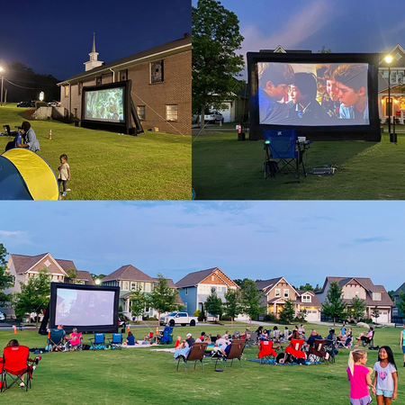 OZIS 25Ft Inflatable Outdoor Projector Movie Screen Blow up with 450W Blower Front and Rear Projection