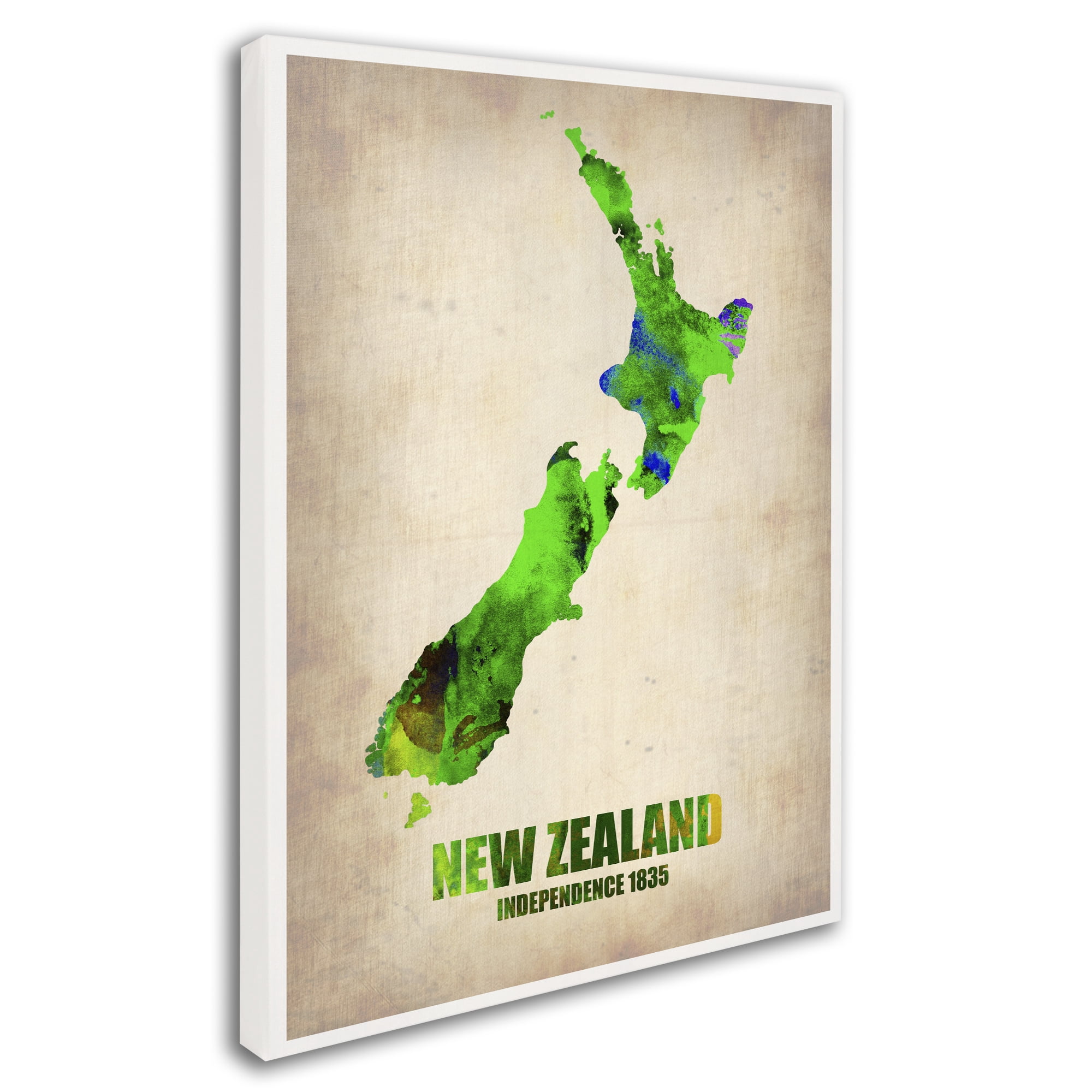 Trademark Fine Art "New Zealand Watercolor Map" Canvas Art by Naxart