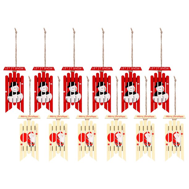 Gibobby 12 Uds. Suministros de decoración navideña para el, comercial, vestido de árbol de Navidad, muñeco de nieve de, colgante de Navidad para(Rojo)