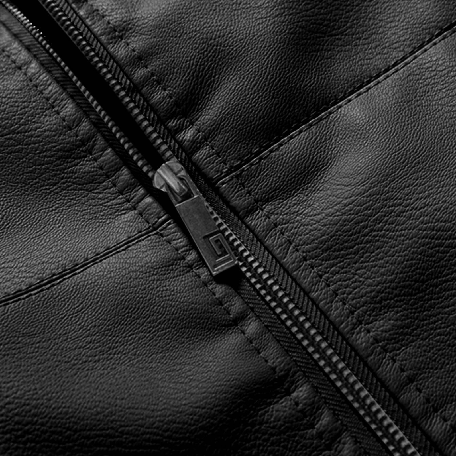 Bazeneo Mens Leather Jackets with Removable Hood Winter Fleece Faux Leather Jacket Thick Warm Zip Up Motorcycle Jacket Long Sleeve Hooded Biker Jackets Retro Fitted Casual Outwear