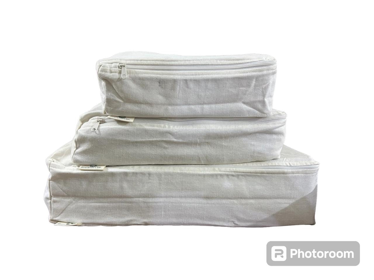 Forever Cotton Canvas Packing Cubes, Travel Cubes, Clothing Storage, Luggage Suitcase Organizer, Shoes Travel Bag, Packing Cubes for Travel, Travel Gift (Set of 3 (Small), Gray)