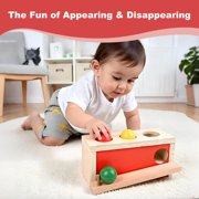 HYPERLIVING Montessori Object Permanence Box for Baby, Wooden Ball Drop Toy for Toddlers 1 2 Year Old, Early Learning Activities, Educational Cause and Effect Game, Gift for Boys Girls 6 9 12 18 Mont