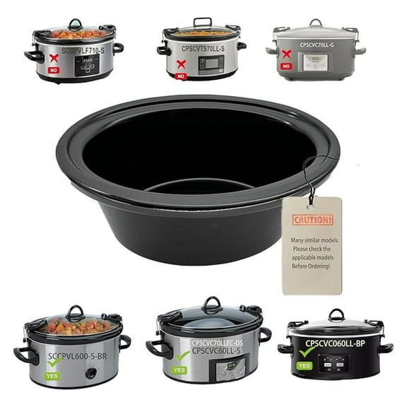 6 Quart oval Slow Cooker Ceramic Pot Replacement, Compatible with Crockpot Replacement Stoneware, Fit Models CPSCVO60LL-BP/SCCPVL600-S-BR/CPSCVC60LL-S,Compatible with crockpot replacement parts