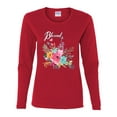 thumbnail image 2 of Wild Bobby, Cute Hearts and Flowers Blessed, Inspirational/Christian, Women Graphic Long Sleeve Tee, Red, Small, 2 of 3