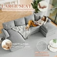 thumbnail image 6 of Walsunny Sectional Sofa Set, 110" U-Shaped Polyester Couch, 4 Seat Lounge Sleeper with Double Chaise for Living Room Gray, 6 of 6