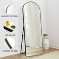 thumbnail image 3 of 64"x22" Aluminum Alloy Frame Arched Full Length Mirror with Bracket,Black, 3 of 6