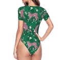 thumbnail image 4 of The Xecao Tropical Leopard Women's Crew Neck Body Suit, a short-sleeved bodysuit and basic swimsuit, both comfort and style for dating and daily life, 4 of 9