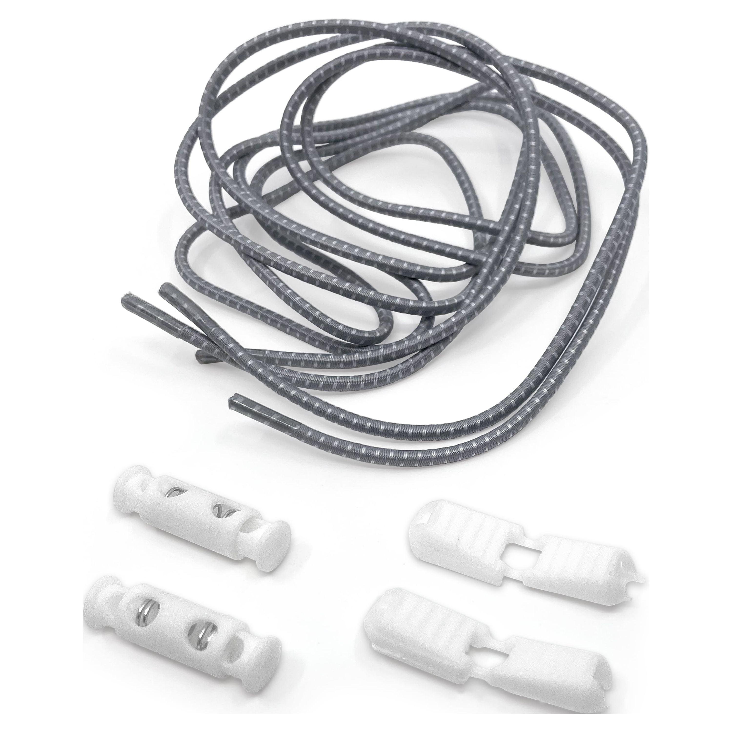 Shoe Gear Why Tie Lock Laces for Men and Women, Polyester, Gray
