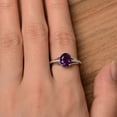 thumbnail image 4 of natural amethyst ring engagement wedding ring oval cut solid sterling silver ring birthstone purple gemstone ring, 4 of 4