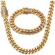 thumbnail image 4 of Conjunto de cadena de eslabones cubanos de Miami para hombres Acero inoxidable chapado en oro de 18 quilates 10/12 mm Pulsera de acera Collar Cadenas de diamantes, 4 of 5