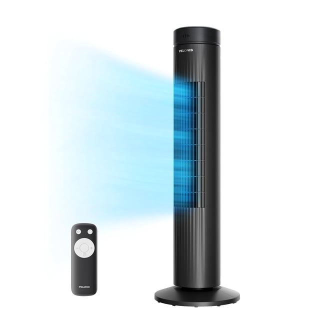 PELONIS 30-Inch Oscillating Tower Fan for Bedroom – 3 Speed, Quiet Tower Fan with Remote ControL, Small Fan, 7-Hour Timer â