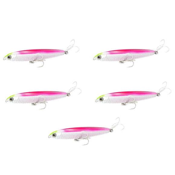 Guardoinrt Lot de 5 Appâts de Pêche Crankbait en Plastique Eau Salée Eau Douce Portable Ruisseau de Mer Bateau Ensemble d'Appâts de Pêche Rose Vert 1 Ensemble