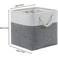 thumbnail image 3 of 11 x 11 Inch Cube Storage Bins, 6 Pack Large Collapsible Fabric Storage Bin with Ropes, Foldable Storage Cubes for Home, Office,Closet, Clothes, Toys Organizer (White & Grey-11"x11"x11"), 3 of 12