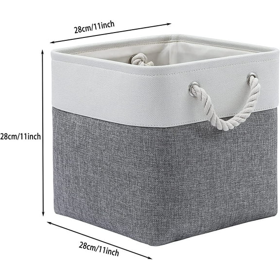 11 x 11 Inch Collapsible Fabric Storage Bins, 6 Pack Foldable Cubes for Home Office Closet Toys Organizer White &