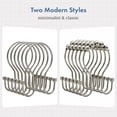 thumbnail image 5 of Bathway Shower Curtain Hooks Matte Nickel Shower Curtain Rings with Cylindrical Design, 12Pcs Metal Shower Curtain Hooks Rust Proof, Smooth Glide Double Shower Hooks Rings for Shower Curtain, 5 of 7