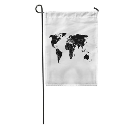 SIDONKU Blank Black Like World Map on Monochrome Annual Reports Infographics Flat Earth Graph Garden Flag Decorative Flag House Banner 12x18 inch