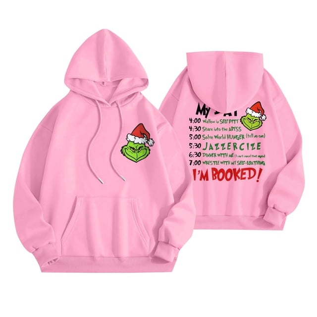 MIARHB Grinch - Sudadera con capucha para mujer, talla grande, para mujer, con estampado navideño, manga larga, informal, talla 2XL