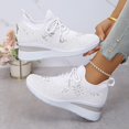 thumbnail image 6 of SACFOF Women's Glittery Rhinestone Fashion Breathable Wedge Sneakers, Bling Sparkly Wedding Dressy Knitted Tennis Shoes, 6 of 6