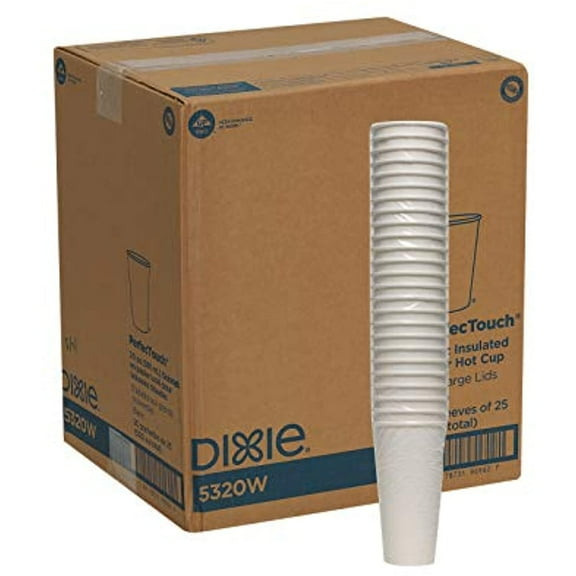 Dixie PerfecTouch 20 oz. Insulated Paper Hot Coffee Cup by GP PRO (Georgia-Pacific), White, 5320W, 500 Count 500 Count (25 Cups Per Sleeve, 20 Sleeves Per Case)