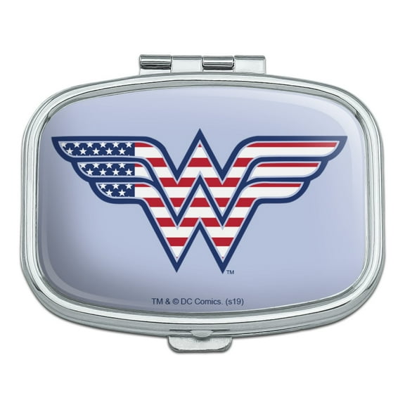 Wonder Woman USA American Flag Logo Rectangle Pill Case Trinket Gift Box