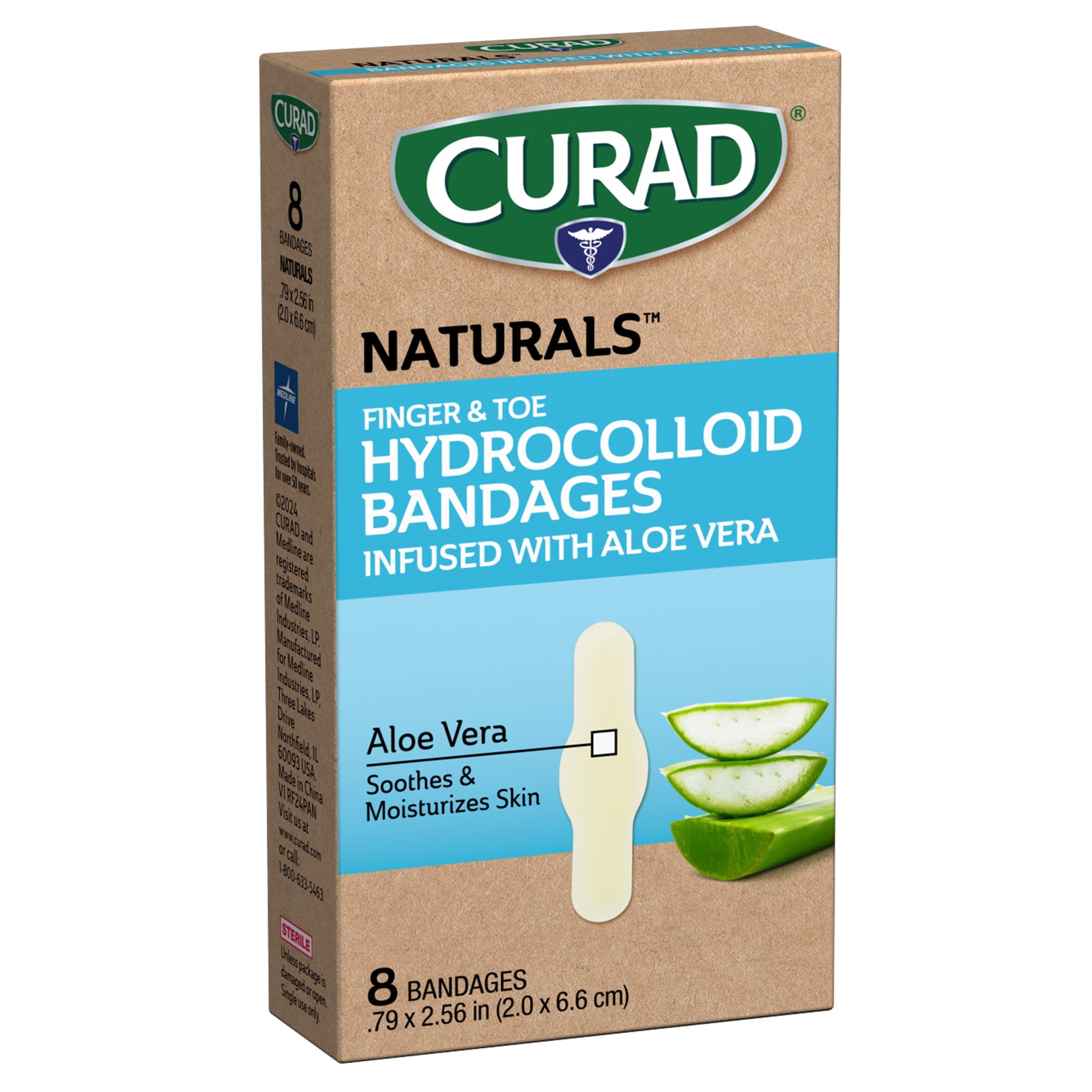 CURAD® Naturals™ Hydrocolloids with Aloe Vera Bandages, 8 Count