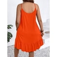 thumbnail image 2 of Orange Plus Size Casual Spaghetti Strap A-Line Dress With Ruffle Hem, 2 of 6