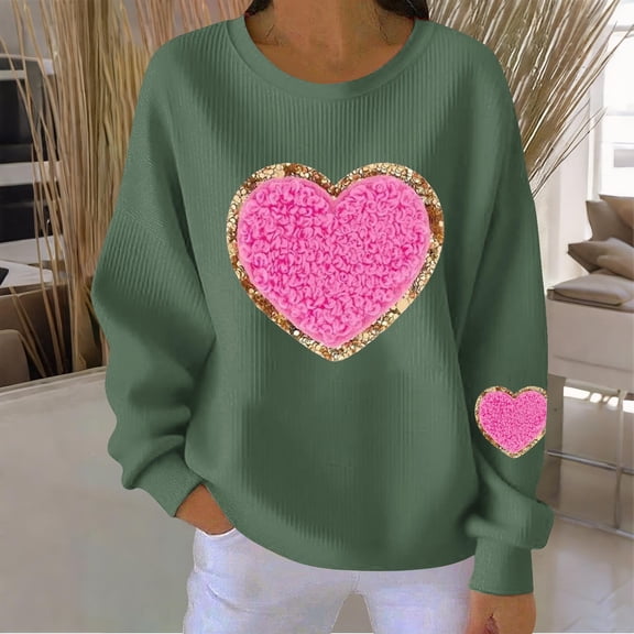 Vetsdori Womens Pullover Sweatshirts Spring Valentine Shirts Valentine's Days Crew Neck, Holiday Love Heart Sweatshirts for Women