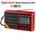 thumbnail image 3 of Radios Portátiles de Banda FM/AM/SW, Receptor de Radio, Radio Recargable, Reproductor de Música TF/USB con Pantalla LCD, Color Rojo., 3 of 5