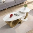thumbnail image 4 of NEW Modern Nesting Coffee Table Set of 2 End Table for Living Room, Oval and Round Table Set, Golden, 4 of 10