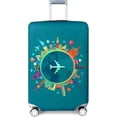thumbnail image 2 of Funda protectora elástica para equipaje de viaje para maleta de 22 y 28 pulgadas (envío de etiqueta de equipaje gratis) (L, avión verde), 2 of 5