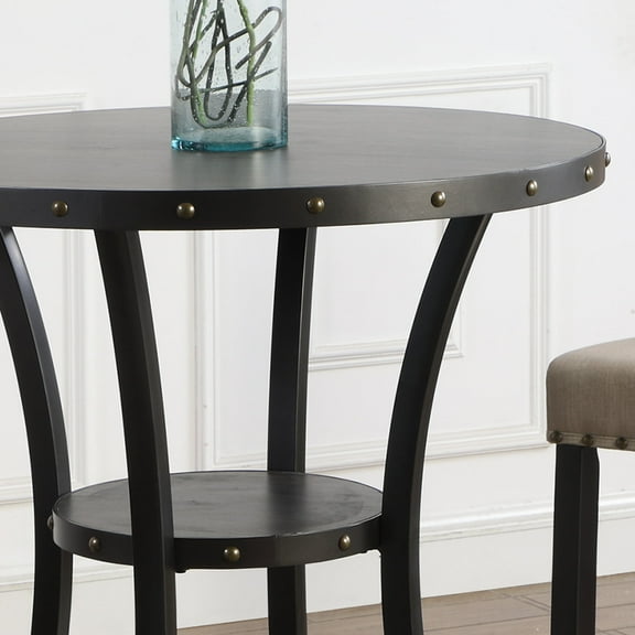 Newboti Furniture Biony 36" Round Espresso Finish Bar Table Nail Head Trim 74957