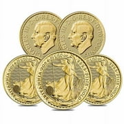 BRITISH ROYAL MINT Lot of 5 - 2024 Great Britain 1/10 oz Gold Britannia Coin BU