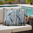 thumbnail image 4 of Teal Forest Birds Outdoor Waterproof Pillow Covers, Modern Oil Painting Art Decorative Square Throw Pillowcase Sofa Cushion Sham for Patio/Couch/Chair, 18"x18" 2 Pack, 4 of 8