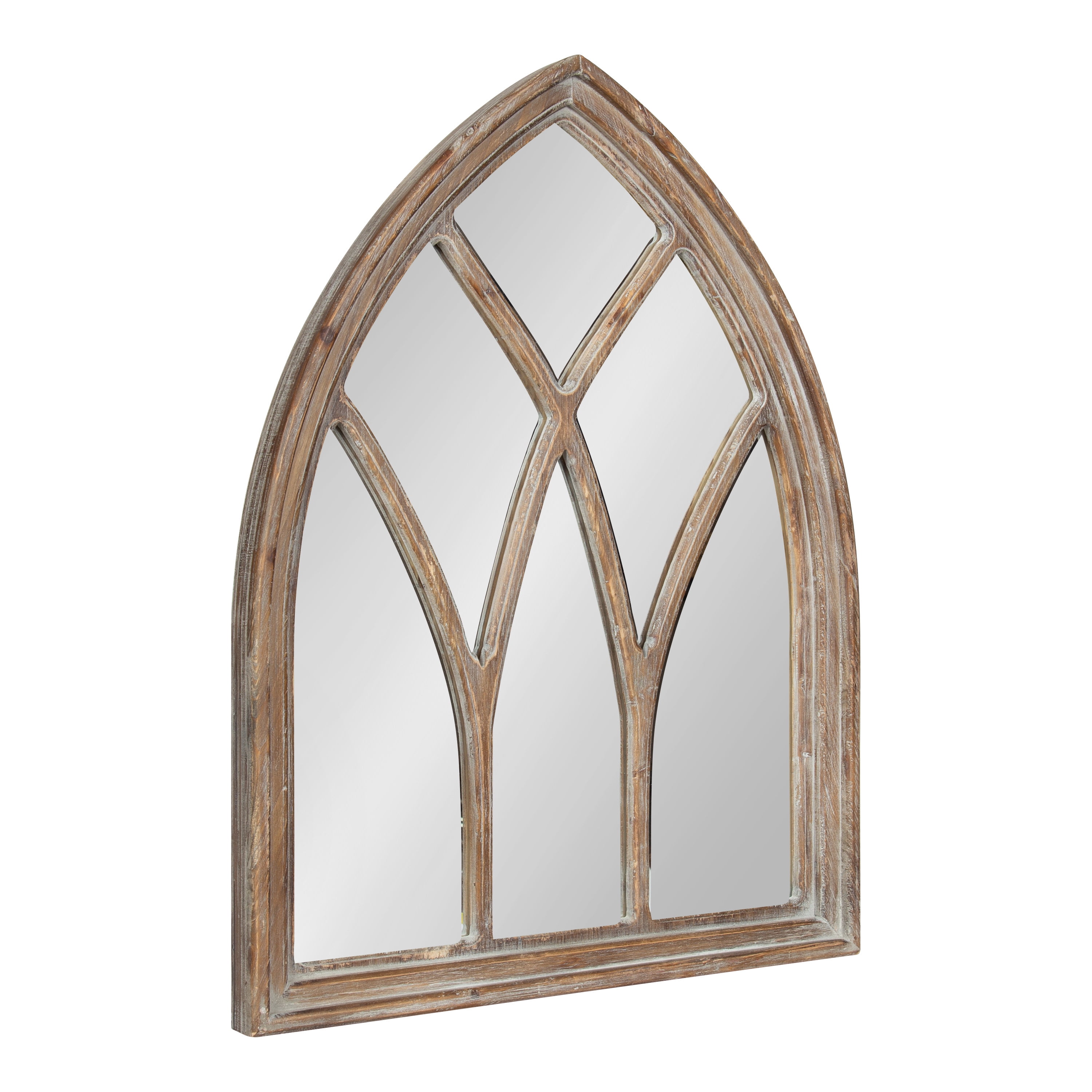 Kate and Laurel Carrel Rustic Wood Framed Arch Mirror, 22 x 29, Rustic
