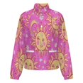 thumbnail image 5 of Jackets for Women Winter Coat Jackets Flannel Stand Collar Jacket(Pink Happy Sun Daisy Print,Size:S-4XL), 5 of 7