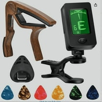 WLGJL Guitar Capo, Guitar Picks, Guitar Accessories with Guitar Tuner, Capo for Acoustic Guitar, Quick Release, Guitar Tuner Clip on for Guitar, Violin, Bass, Ukulele Chromatic, Rosewood